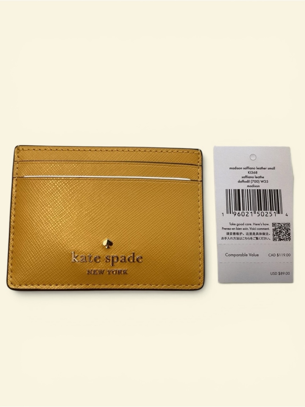 kate spade new york Madison Saffiano leather cardcase in daffodil NWT and dusty